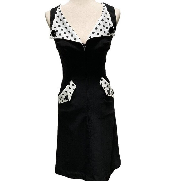 Tatyana Adrift Bettie Page S Wiggle Dress 50s Polka Dot Pinup Girl Rockabilly - Picture 3 of 14